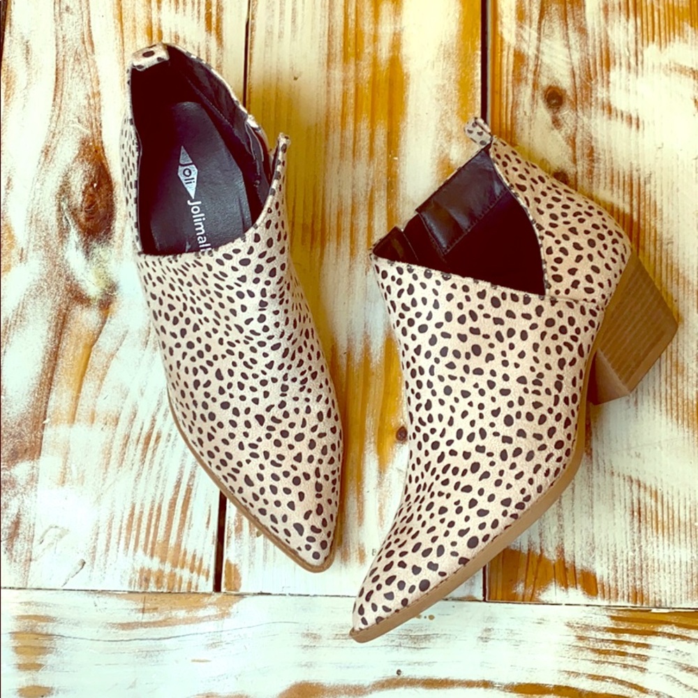 Cheetah Nude & Black Slip-On Ankle Booties Size 10